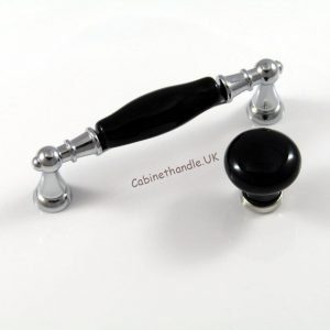 black porcelain and polished chrom handle and knob