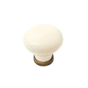 mushroom ceramic ivory cream cabinet-knob