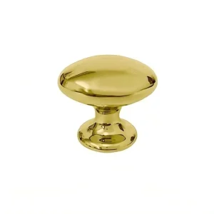 polished brass eliptic cabinet knob-40-mm