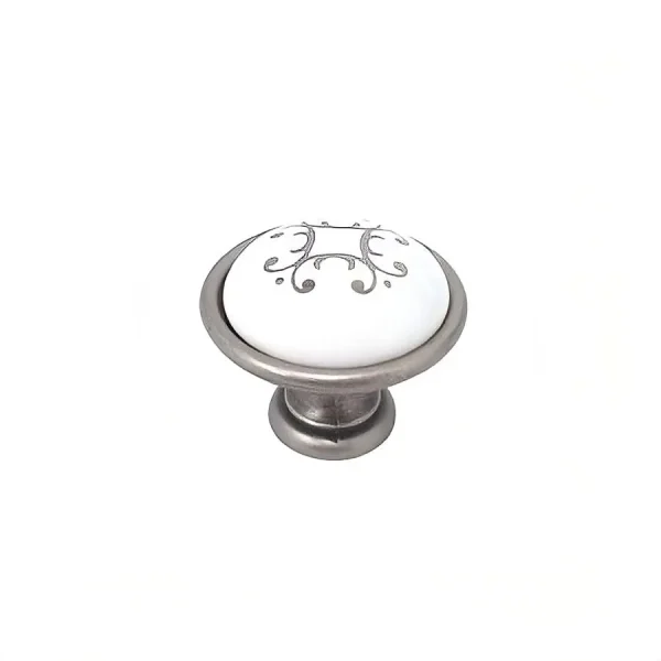 old steel and white ceramic knob 40 mm