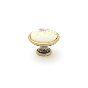 cream ceramic knob with floral motif