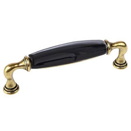 gold kitchen handle with black ceramic insert
