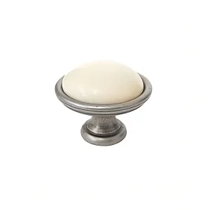 ivory ceramic cabinet knob-40-mm