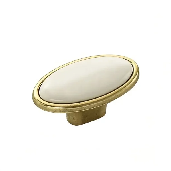 ivory cream ceramic-oval knob cupboard