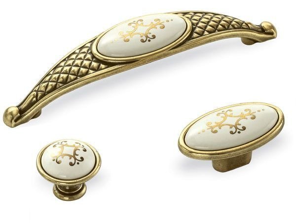 kitchen handles gold with ivory ceramic