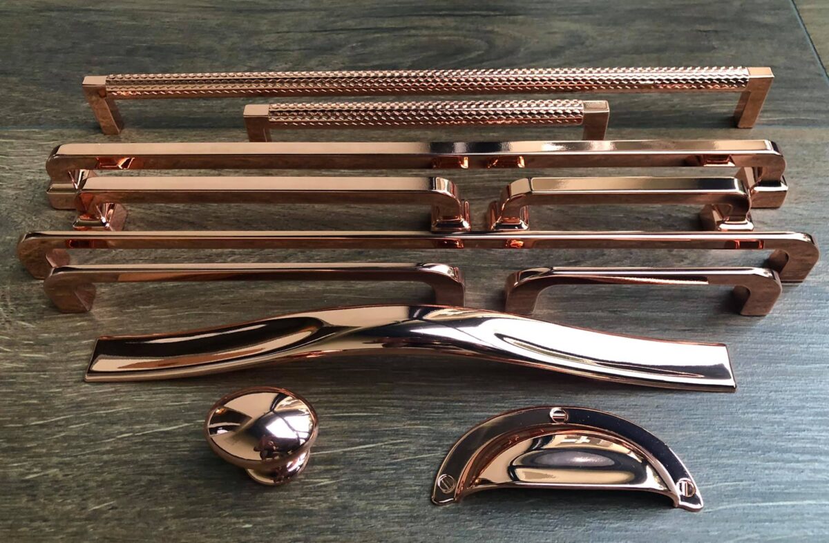 polished copper handles