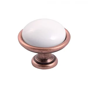 white ceramic antique copper knob 40 mm
