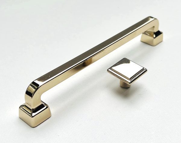 very solid polished brass long bar handle and knob