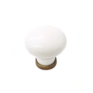 30mm white ceramic-mushroom cabinet-knob